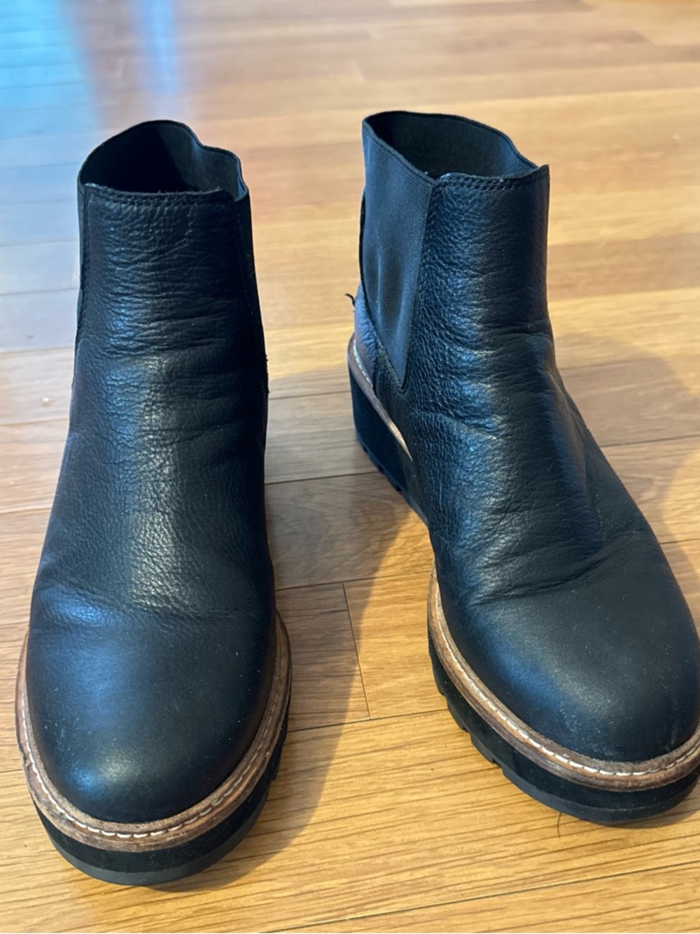 Eileen Fisher Black Leather Chelsea Ankle Boots